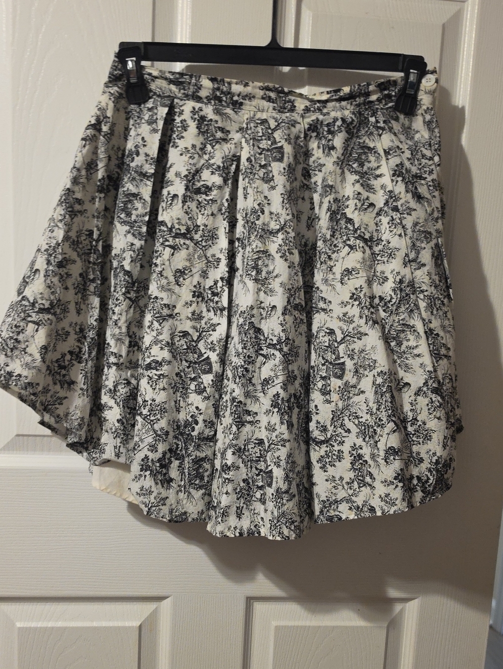 Band Of Outsiders Black and White Toile Skater Skirt